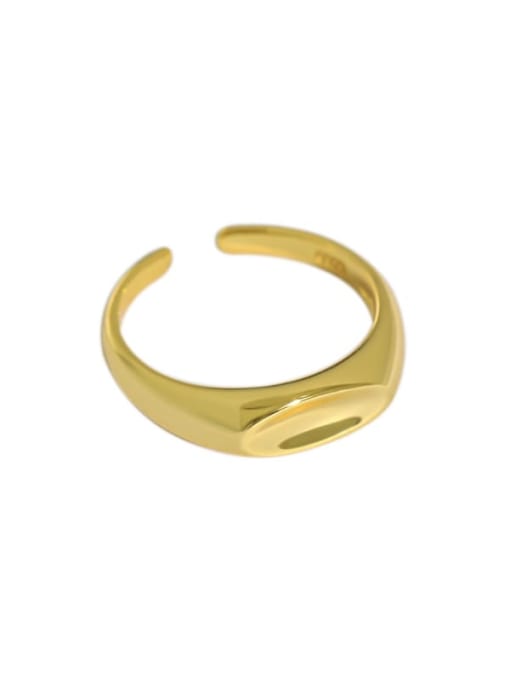 Gold [14 adjustable] 925 Sterling Silver Geometric Vintage Band Ring
